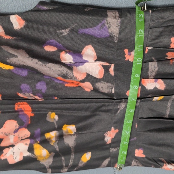 sz 6 Grey floral tea length dress sleeveless pockets fully lined hidden zipper - Picture 13 of 13